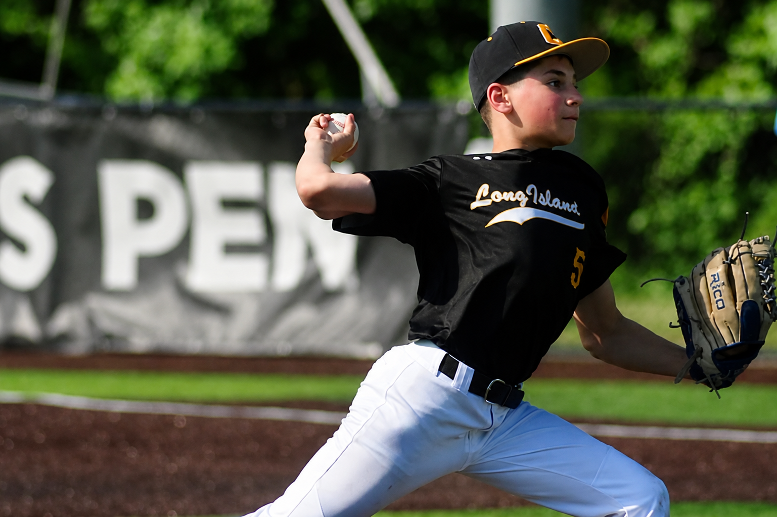 Canes Long Island pitcher in his delivery during a game